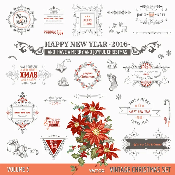 Elementi di design calligrafico natalizio e decorazione della pagina — Vettoriale Stock