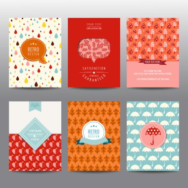 Sonbahar broşür ve kartları - vintage düzenleri - set vektör