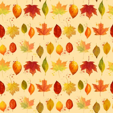 Renkli sonbahar yaprakları - Dikişsiz desen - vektör arka plan