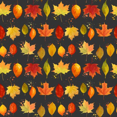 Renkli sonbahar yaprakları - Dikişsiz desen - vektör arka plan