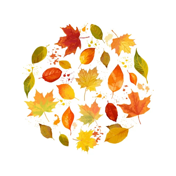 Барвисті осінні листя фон - стиль акварелі - вектор — стоковий вектор