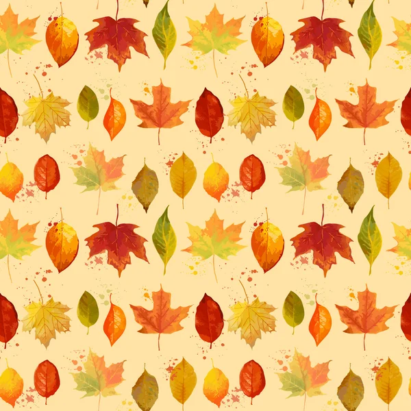 Colorful Autumn Leaves Background - Seamless Pattern - in vector — Stock Vector