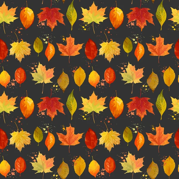 Colorful Autumn Leaves Background - Seamless Pattern - in vector — Stock Vector