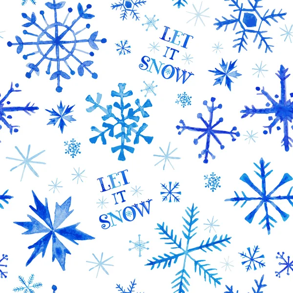 Fond d'hiver sans couture - Flocons de neige à l'aquarelle - en vecteur — Image vectorielle