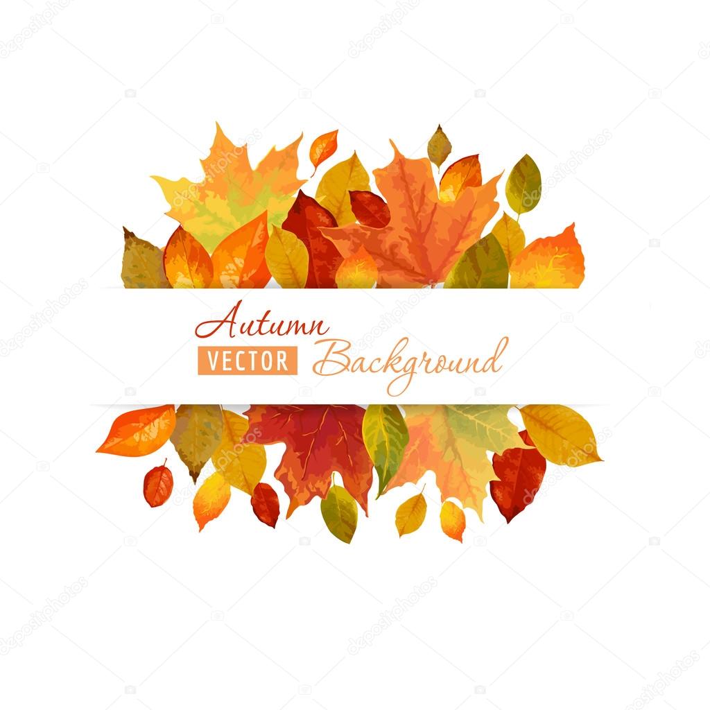 Colorful Autumn Leaves Background - Watercolor Style - in vector