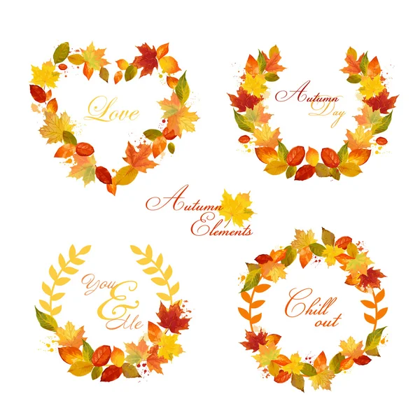 Coroa de outono - Banners e etiquetas — Vetor de Stock