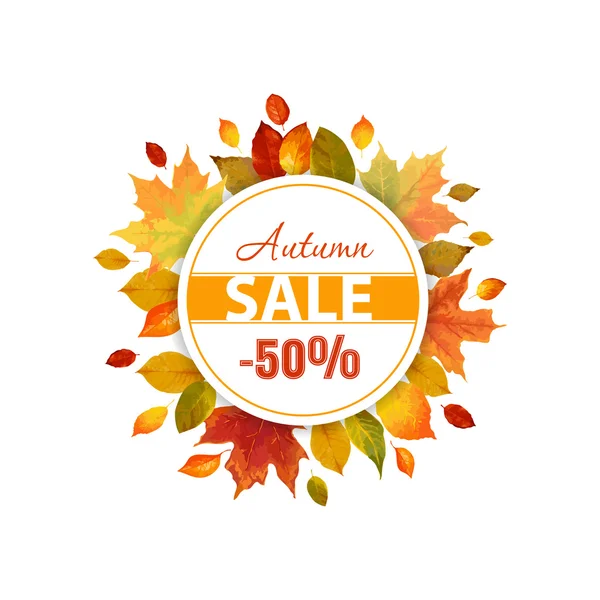 Autumn Sale - Colorful Autumn Leaves Background — Stock Vector