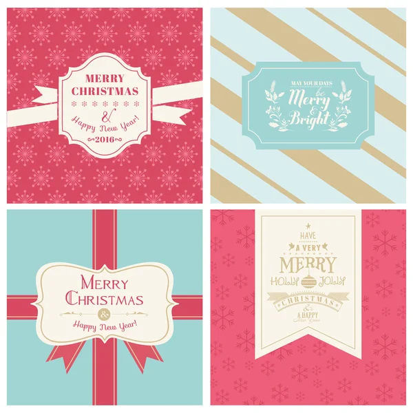 Étiquettes ou cartes de Noël vintage - en vecteur — Image vectorielle