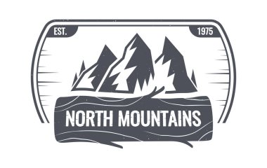 North mountain black-and-white emblem camping logo design