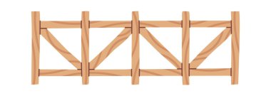 Ahşap çit çizgi filmi rustik el yapımı bahçe binicisi.