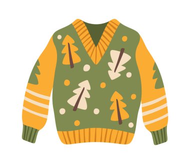 Örülmüş köknar ağaçları kazak giysisi basar