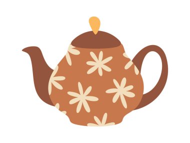 Kahverengi porselen çaydanlık geleneksel mutfak eşyaları.