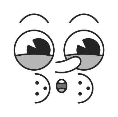 Shocked confused comic face cute groovy grimace