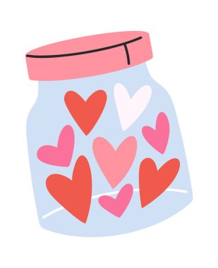 Glass bottle filled hearts Valentines day sticker
