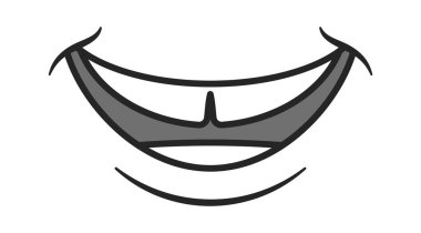 Açık sözlü, samimi bir gülümsemesi olan sevimli bir karikatür.