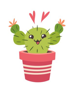 Sevimli kaktüs tenceresi sevgilerini paylaşıyor öpücükler gönderiyor