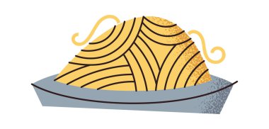 Bir tabak pişmiş İtalyan makarna sticker tasarımı