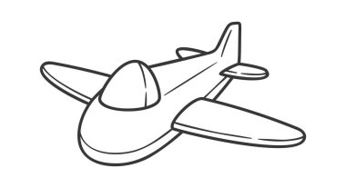 Karalama uçağı siyah-beyaz hava taşımacılığı basit çizim