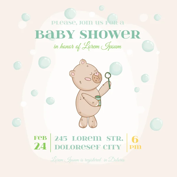 베이비 샤워 또는 도착 카드-아기 곰 — 스톡 벡터