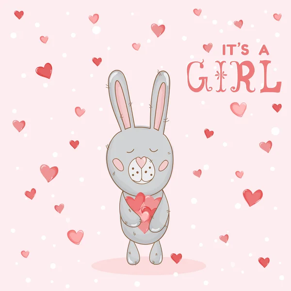 Baby Shower lub przyjazdu karty - z Baby Bunny — Wektor stockowy