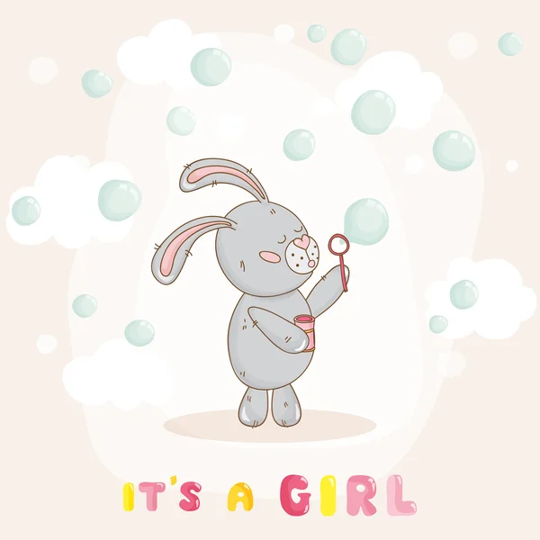 Baby Shower o Tessera di Arrivo - con Baby Bunny — Vettoriale Stock