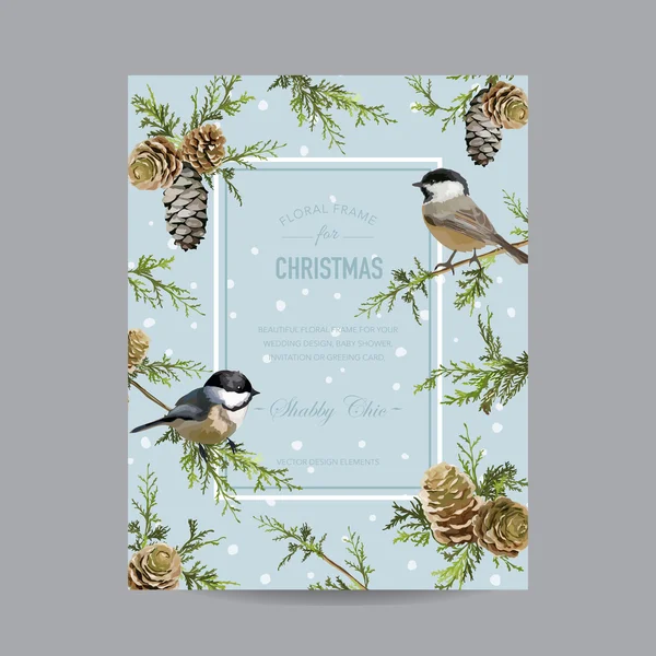 Cadre ou carte Winter Birds - dans le style aquarelle - vecteur — Image vectorielle