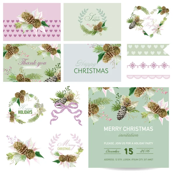 Elementi Scrapbook Design - Tema di Natale - in vettore — Vettoriale Stock