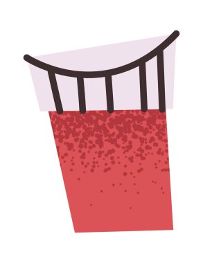 Kırmızı gouache boya kavanozu sanat malzemeleri etiketi.