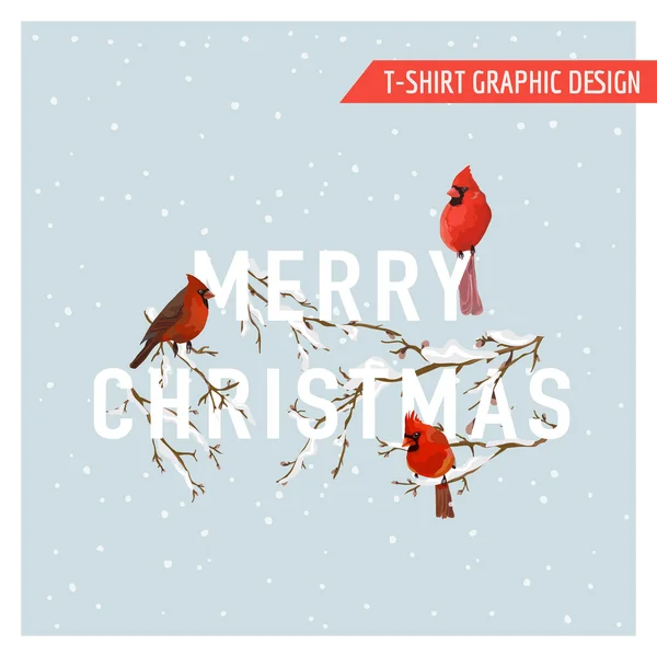 Weihnachten Wintervögel Grafik-Design - für T-Shirt, Mode, Drucke — Stockvektor