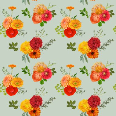 Vintage renkli çiçek arka planda - Dikişsiz desen - vecto