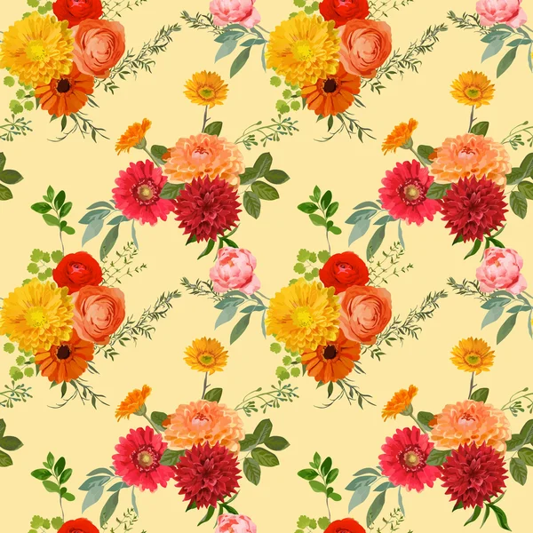 Fondo floral colorido vintage - patrón sin costuras — Vector de stock