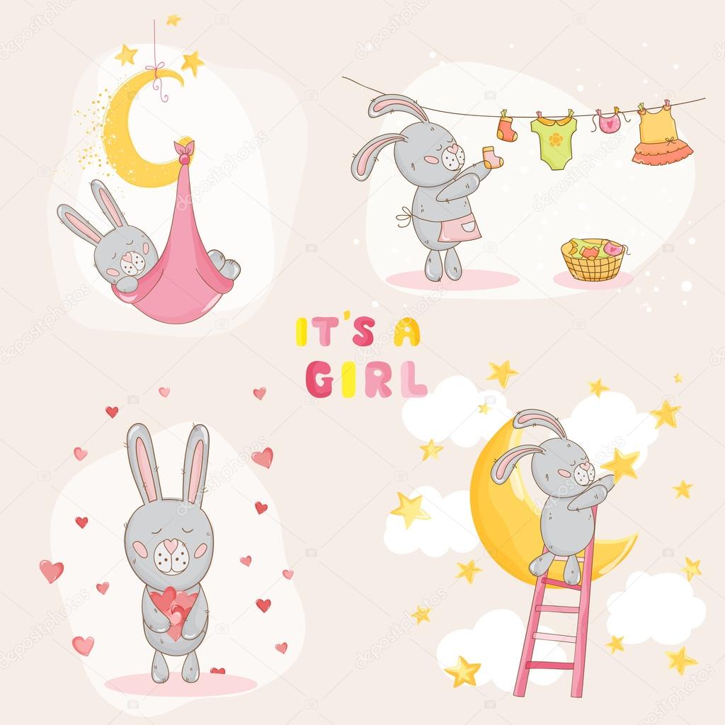 Baby Shower or Arrival Card - with Baby Bunny