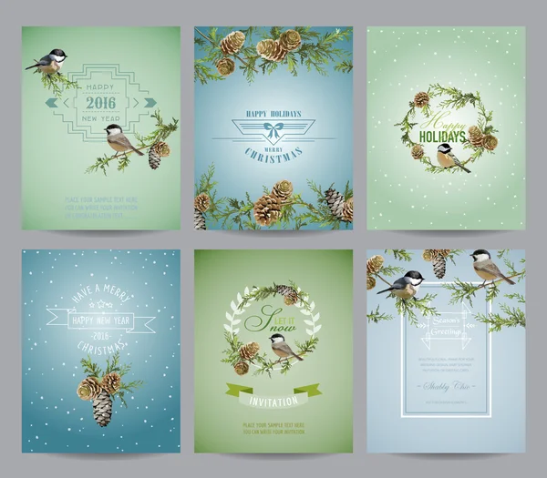 Set of Christmas Brochures and Cards - Colorful Layouts — Stock Vector