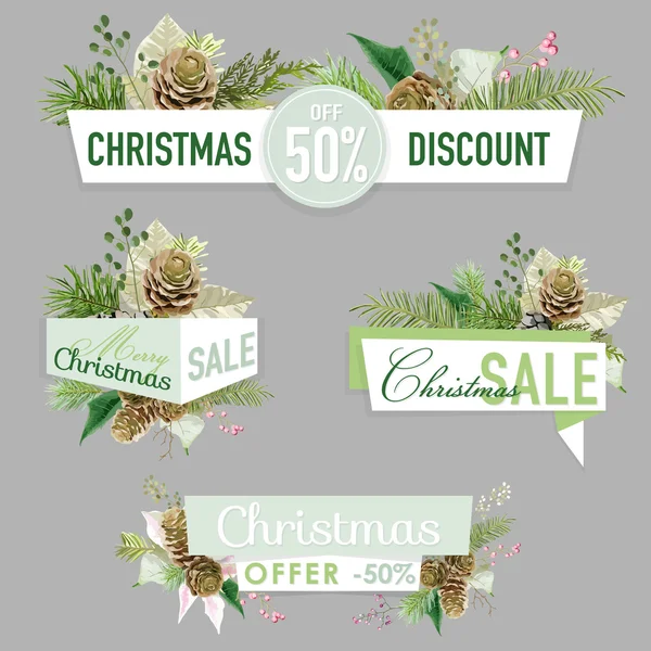 Kerstmis verkoop Banner met geschenken — Stockvector