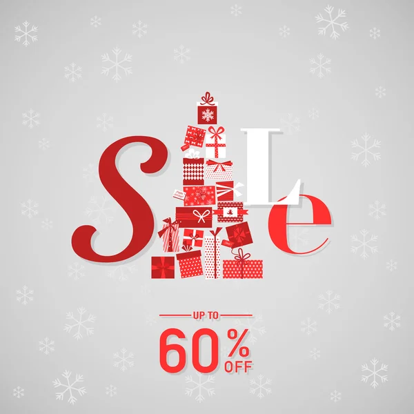 Christmas Sale Banner with Gifts — Stock Vector