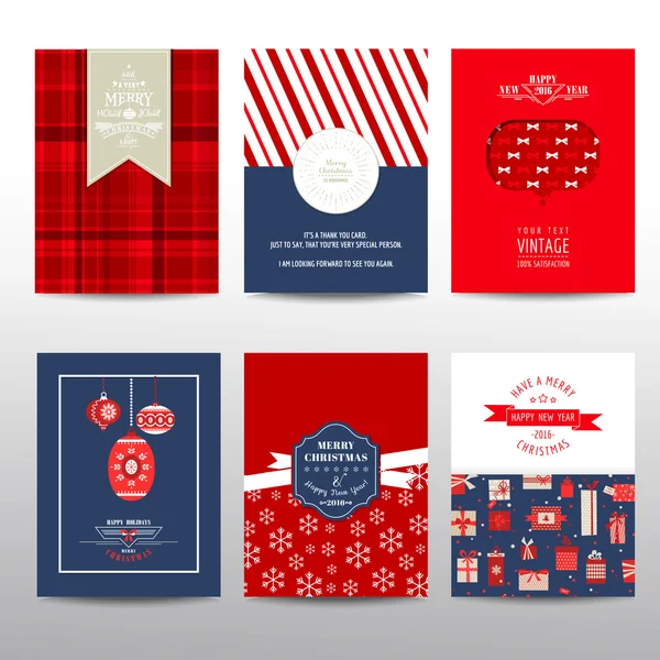 Conjunto de folletos y tarjetas de Navidad - diseños vintage — Vector de stock