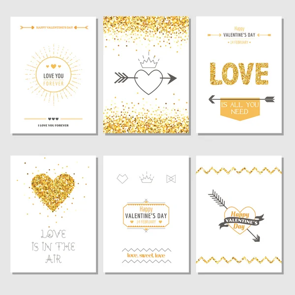 Set van liefde kaarten - bruiloft, Valentijnsdag, uitnodiging — Stockvector