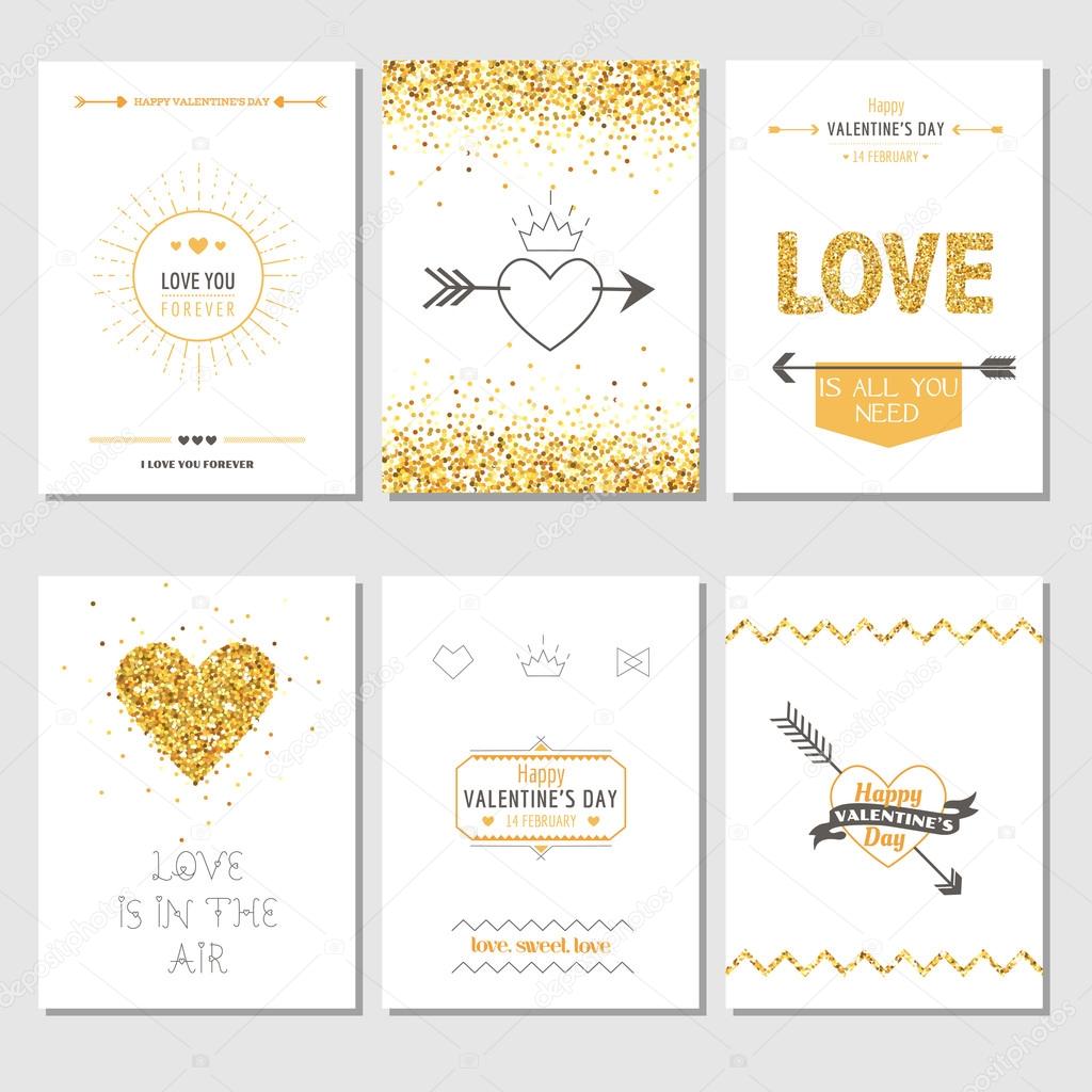 Set of Love Cards - Wedding, Valentine's Day, Invitation