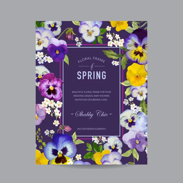 Vintage virág színes keret - meghívó, esküvői, Baby Shower kártya — Stock Vector