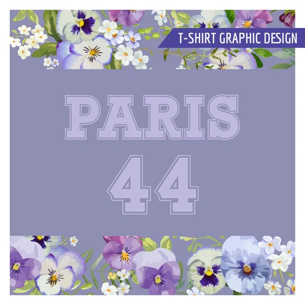 Design Gráfico Shabby Chic Floral - para t-shirt, moda, estampas — Vetor de Stock
