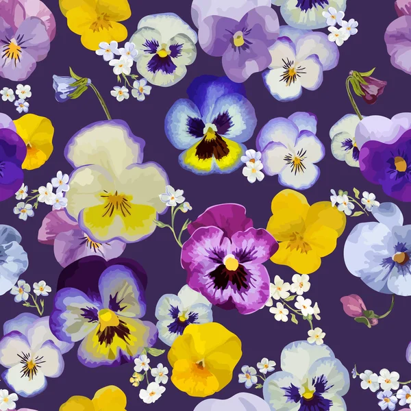 Viooltje bloemen achtergrond - naadloos Shabby Chic bloemmotief — Stockvector