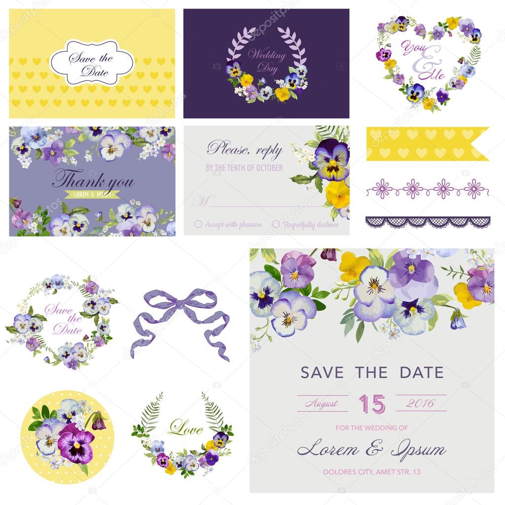 Scrapbook Design Elements - Wedding Flower Pansy Theme