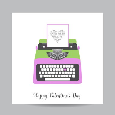 Aşk kartı ile daktilo - Sevgililer günü, düğün, davet
