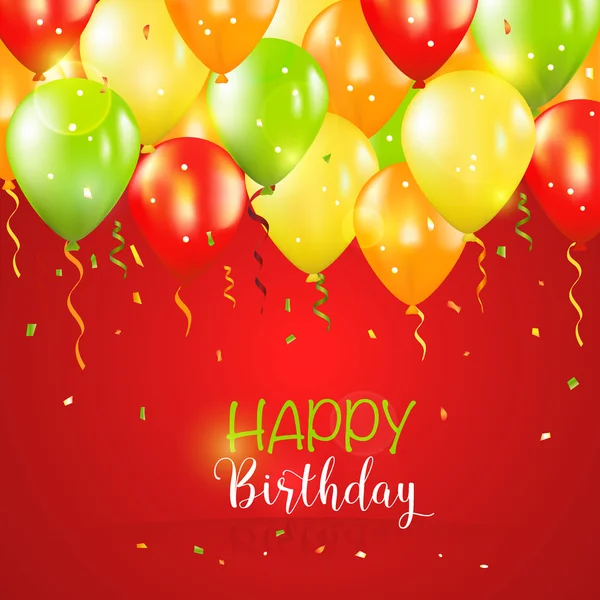 Gelukkige verjaardag en partij ballon uitnodigingskaart — Stockvector