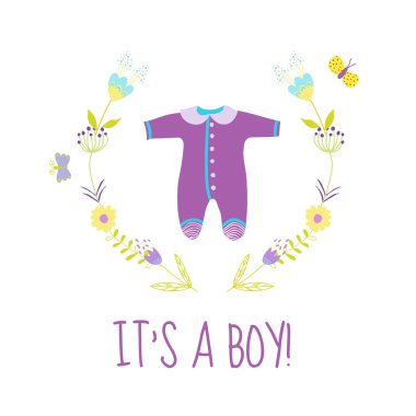 Bebek çocuk duş veya varış kartı - şirin elbise