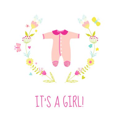 Bebek çocuk duş veya varış kartı - şirin elbise