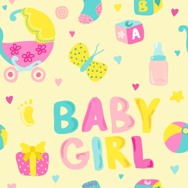 Baby Girl Seamless Background - for design and scrapbook — Stock Vector