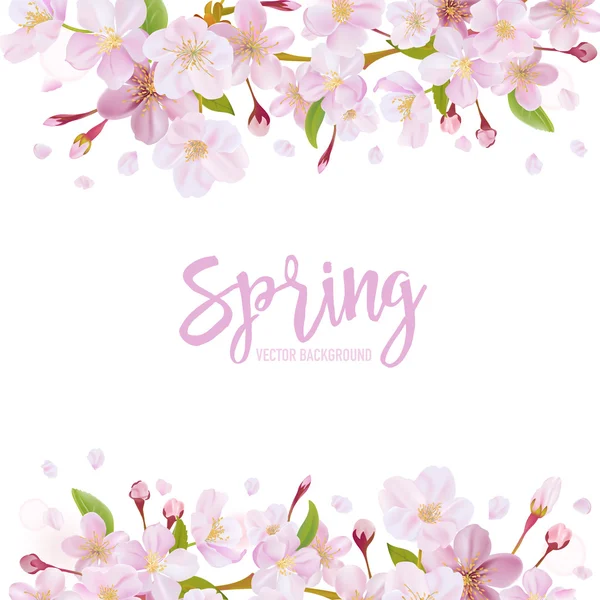 Fondo de primavera de flor de cerezo - en vector — Vector de stock