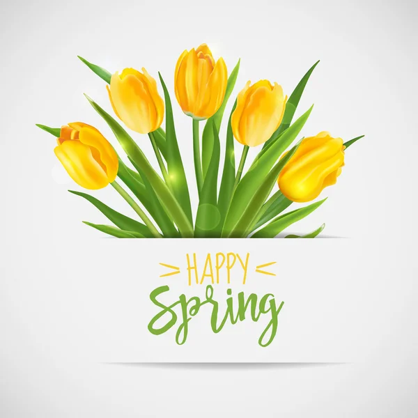 Vintage Spring Card - com flores amarelas de tulipas - em vetor — Vetor de Stock