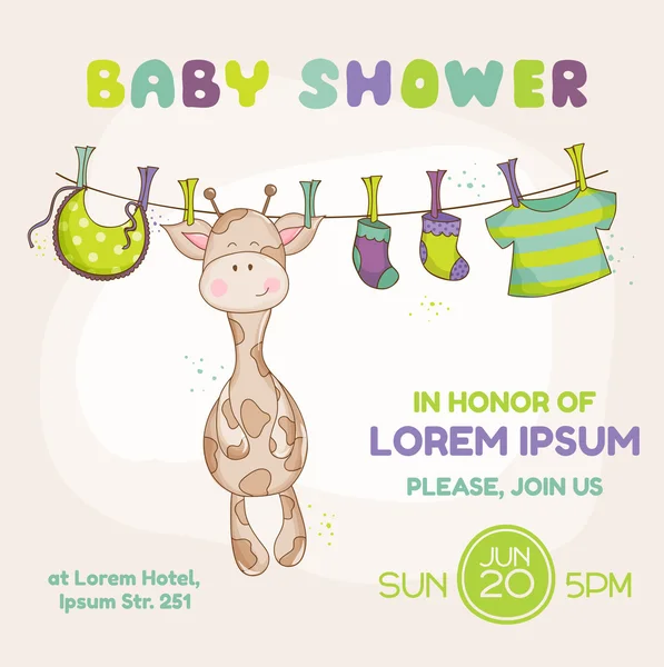 Baby giraff dusch kort - med plats för din text — Stock vektor